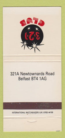 Matchbook Cover - 3 2 1 Club Belfast WEAR 30 Strike