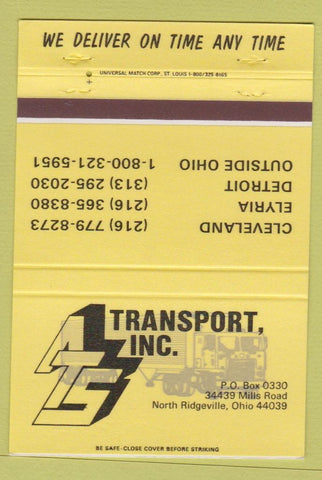 Matchbook Cover - ATS Transport Trucking North Ridgeville OH 40 Strike