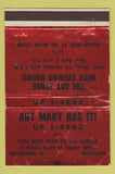 Matchbook Cover - Art Mart Milwaukee WI WORN 40 Strike