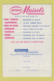 Matchbook Cover - Arthur Maisel's Restaurant New York City 40 Strike