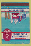 Matchbook Cover - Barnes General Hospital Vancouver WA postcard 40 Strike