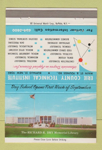 Matchbook Cover - Erie County Technical Institute Buffalo NY 40 Strike