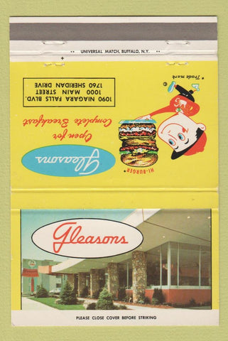 Matchbook Cover - Gleasons Hamburgers Tonawanda NY 40 Strike