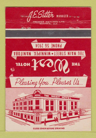 Matchbook Cover - West Hotel Winnipeg MB 40 Strike