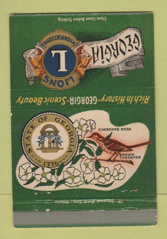 Matchbook Cover - Georgia Lions Club Brown Thrasher bird GA 40 Strike