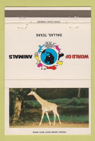Matchbook Cover - World of Animals Dallas TX Giraffe  40 Strike