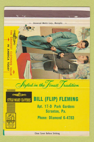 Matchbook Cover - Style Mart Clothes Bill Fleming Scranton PA 40 Strike