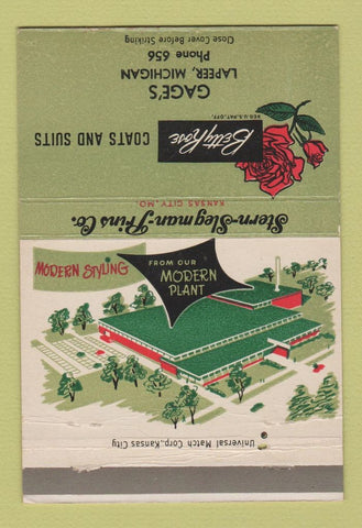 Matchbook Cover - Betty Rose Clothes Lapeer MI low phone WEAR 40 Strike