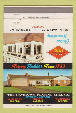 Matchbook Cover - Cavco Custom Homes Frederick MD Cavetown 40 Strike