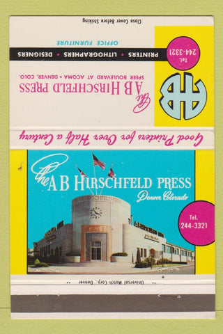 Matchbook Cover - AB Hirschfeld Press Denver Colorado printers 40 Strike