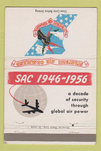 Matchbook Cover - Strategic Air Command SAC 1956 Decade 40 Strike