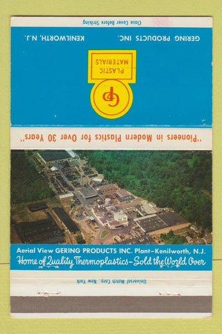 Matchbook Cover - Gering Products Plastic Kenilworth NJ 40 Strike