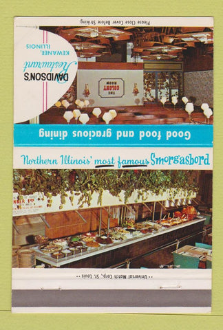 Matchbook Cover - Davidson's Restaurant Kewanee IL 40 Strike