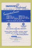 Matchbook Cover - Davidson's Restaurant Kewanee IL 40 Strike
