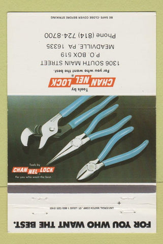 Matchbook Cover - Channel Lock Tools Meadville PA 40 Strike