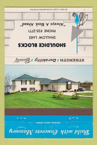 Matchbook Cover - Shouldice Concrete Blocks Shallow Lake 40 Strike