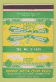 Matchbook Cover - Quebec Motor Court Quebec QC 40 Strike
