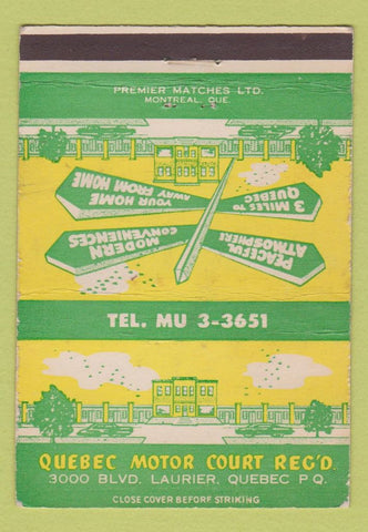 Matchbook Cover - Quebec Motor Court Quebec QC 40 Strike