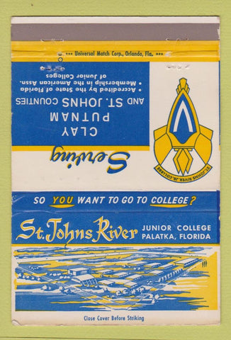 Matchbook Cover - St Johns River Junior College Palatka FL 40 Strike