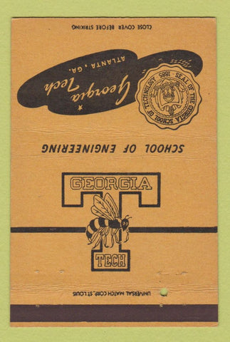 Matchbook Cover - Georgia Tech Yellow Jackets Atlanta GA 40 Strike