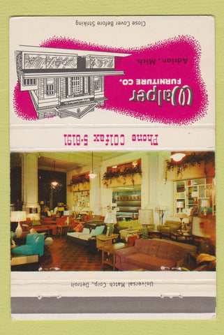 Matchbook Cover - Walper Furniture Adrian MI 40 Strike