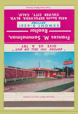 Matchbook Cover - Frances Sammelman Real Estate Culver City CA 40 Strike