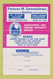 Matchbook Cover - Frances Sammelman Real Estate Culver City CA 40 Strike