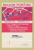 Matchbook Cover - Maxon Pontiac Union NJ 40 Strike
