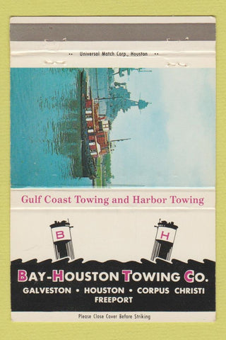 Matchbook Cover - Bay Houston Towing Boats Galveston Houston TX 40 Strike