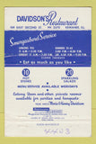 Matchbook Cover - Davidson's Restaurant Kewanee IL 40 Strike