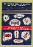 Matchbook Cover - Dominion Regalia Toronto ON 40 Strike