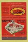 Matchbook Cover - Drott Tractors Milwaukee WI Rice Lake Iron River MI 40 Strike