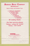 Matchbook Cover - Barron Brick Palmer TX 40 Strike