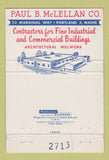 Matchbook Cover - Paul B McLellan General Contractors Portland ME 40 Strike