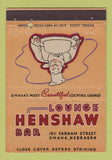 Matchbook Cover - Henshaw Bar Lounge Omaha NE 40 Strike