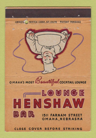 Matchbook Cover - Henshaw Bar Lounge Omaha NE 40 Strike