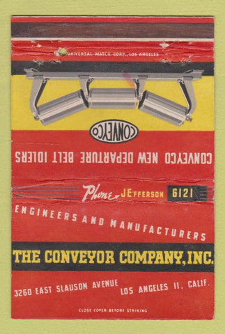Matchbook Cover - Conveyor Company Los Angeles CA 40 Strike