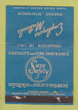 Matchbook Cover - Employees Mutual Insurance Wausau WI WORN 40 Strike