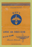 Matchbook Cover - Lowry Air Force Base Denver Colorado WORN 40 Strike