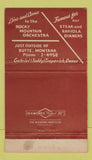 Matchbook Cover - Rocky Mountain Cafe Butte MT WEAR 36 Strike