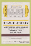 Matchbook Cover - Baldor Averitt's Electric Laurinburg NC 40 Strike