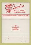 Matchbook Cover - American Metal Supply Springfield IL Christmas 40 Strike