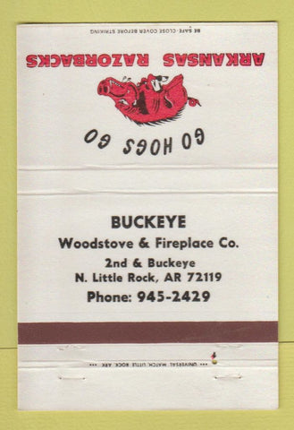 Matchbook Cover - Woodstove North Little Rock AR Razorbacks Schedule 40 Strike