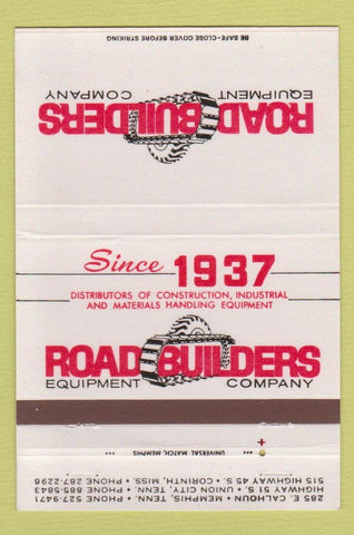 Matchbook Cover Road Builders Eqiupment Memphis TN Corinth MS tractors 40 Strike