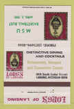 Matchbook Cover - Long's Lansing MI Michigan State Basketball 1981 40 Strike