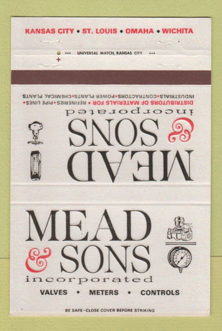 Matchbook Cover - Mead & Sons Valves Meters Controls Omaha Wichita 40 Strike