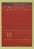 Matchbook Cover - National Lock Company Rockford IL CREASES 40 Strike
