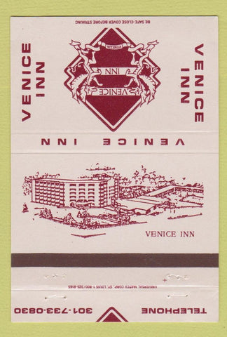 Matchbook Cover - Venice Inn  Italian Hagerstown MD 40 Strike