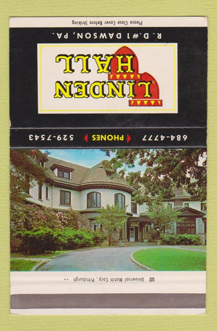 Matchbook Cover - Linden Hall Dawson PA 40 Strike