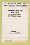 Matchbook Cover - Dodge Dart Pickup St Petersburg FL STAINED BACK 40 Strike